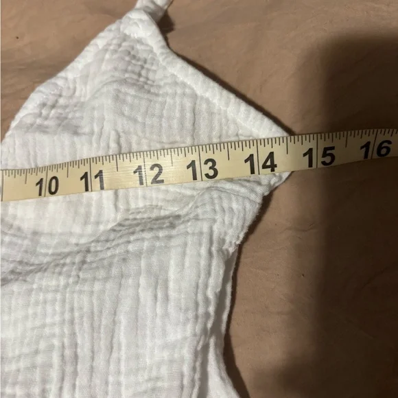 Lost in Lunar White Cotton Gauze Jumpsuit XS Wide Leg Minimalist - Picture 8 of 11